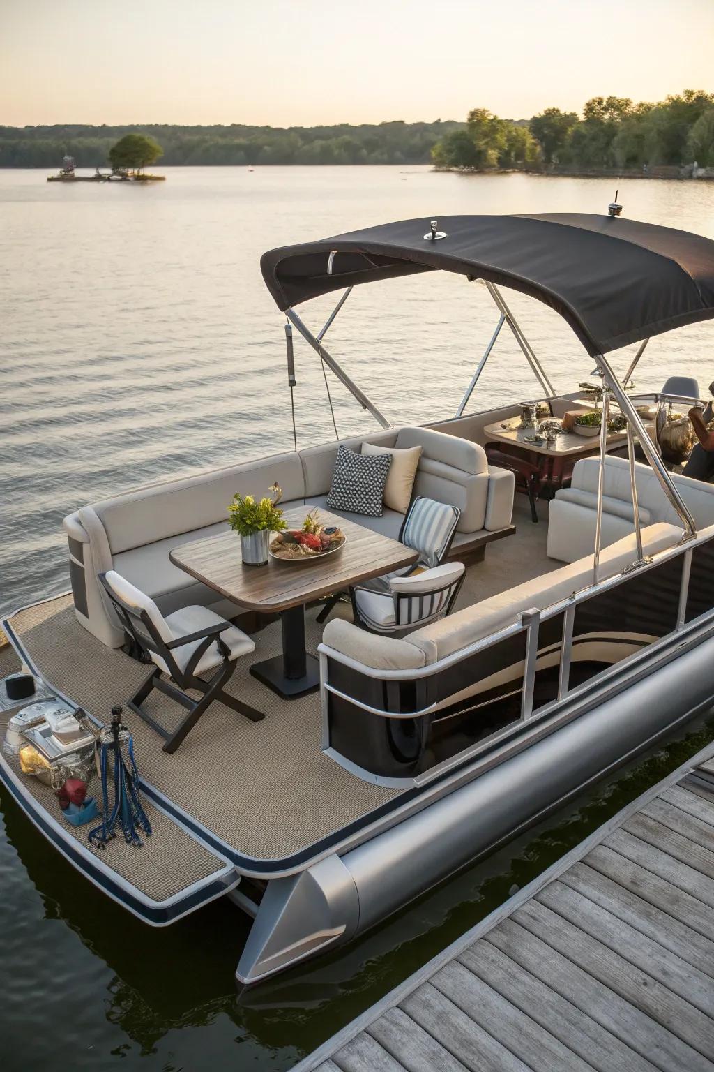 Versatility is key with a convertible space on your pontoon.
