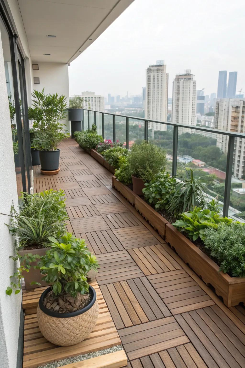 A compact timber deck crafted with QuickDeck modules for small spaces.