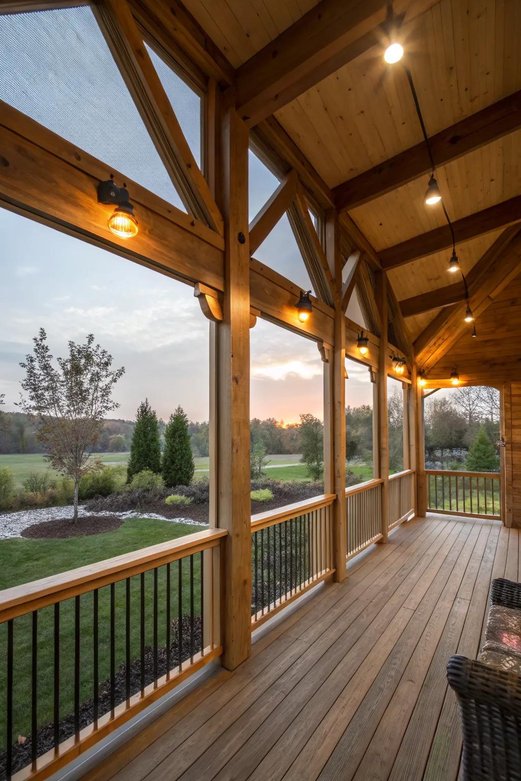 Screened-in porch for year-round outdoor enjoyment.