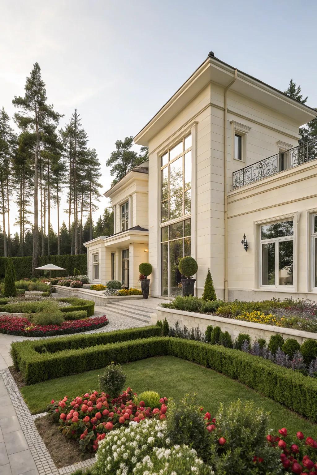 Cream exteriors offer a serene and timeless appeal.
