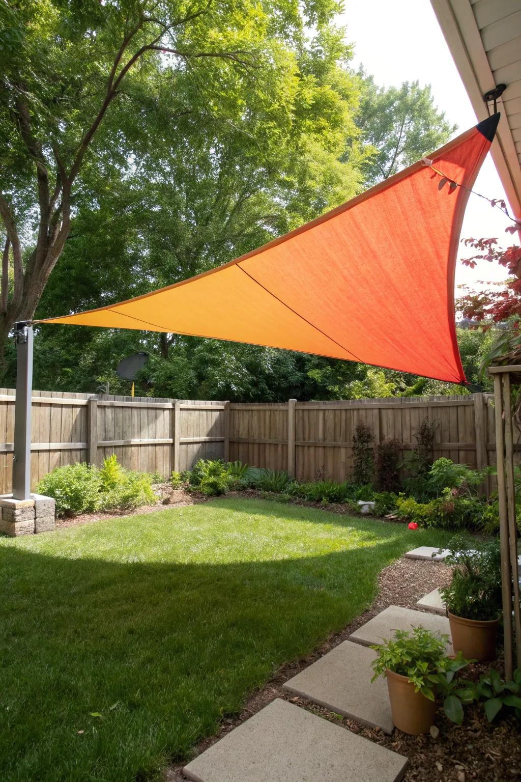 Unique angles in triangle sun shades create striking visual effects.