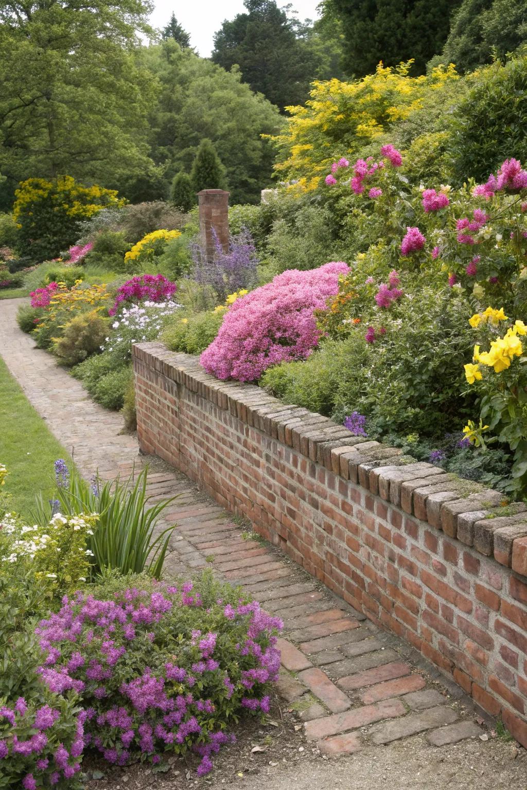 Timeless charm with a brick retaining wall