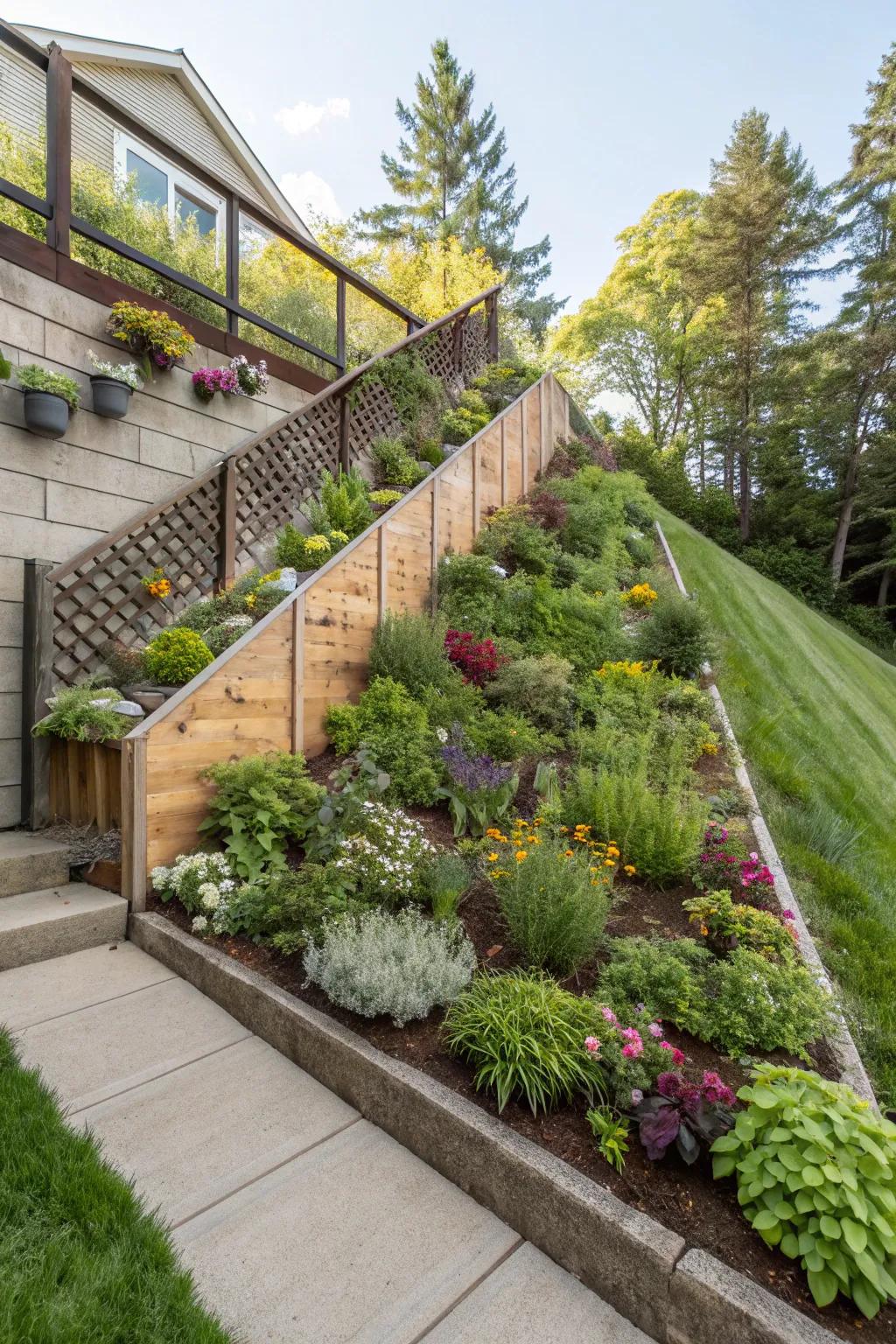 A vertical garden adds greenery and maximizes space.
