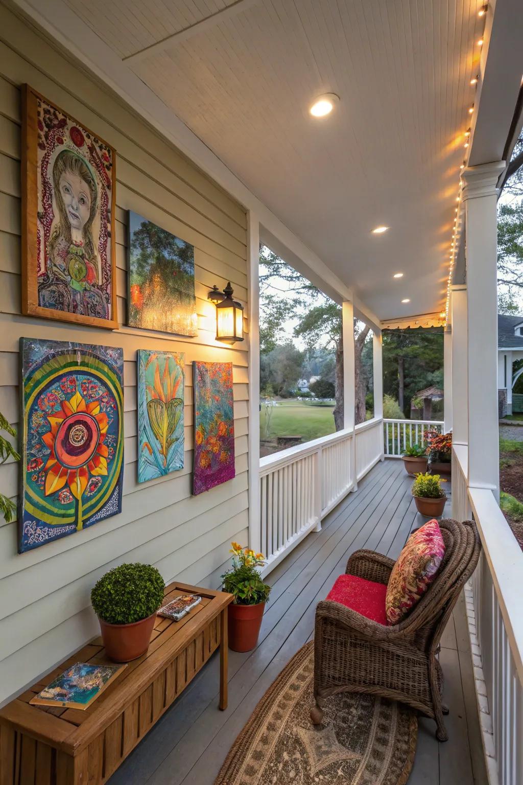 Outdoor art adds personality and whimsy to your porch.