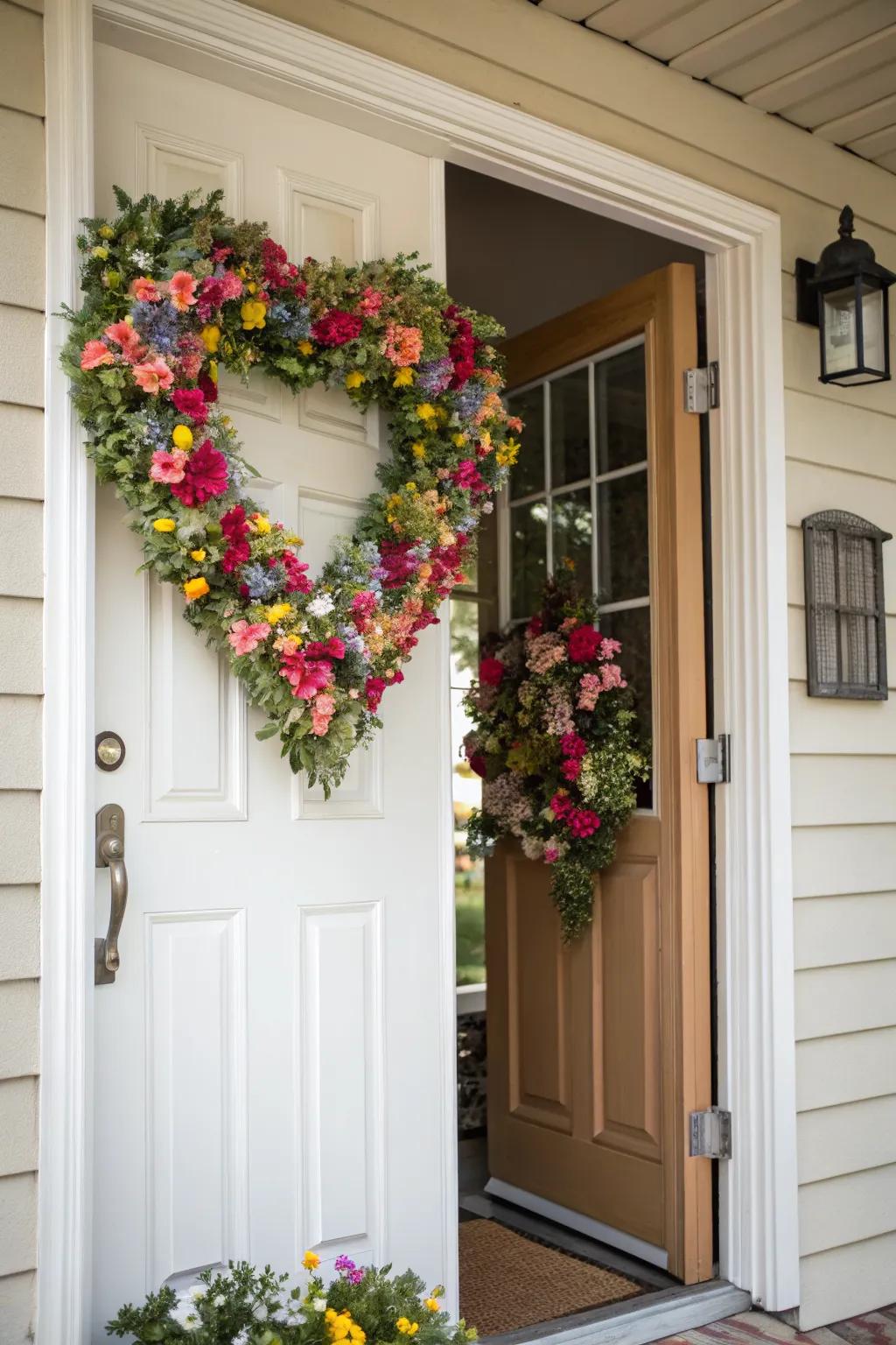 A floral heart frame blends nature and romance beautifully.