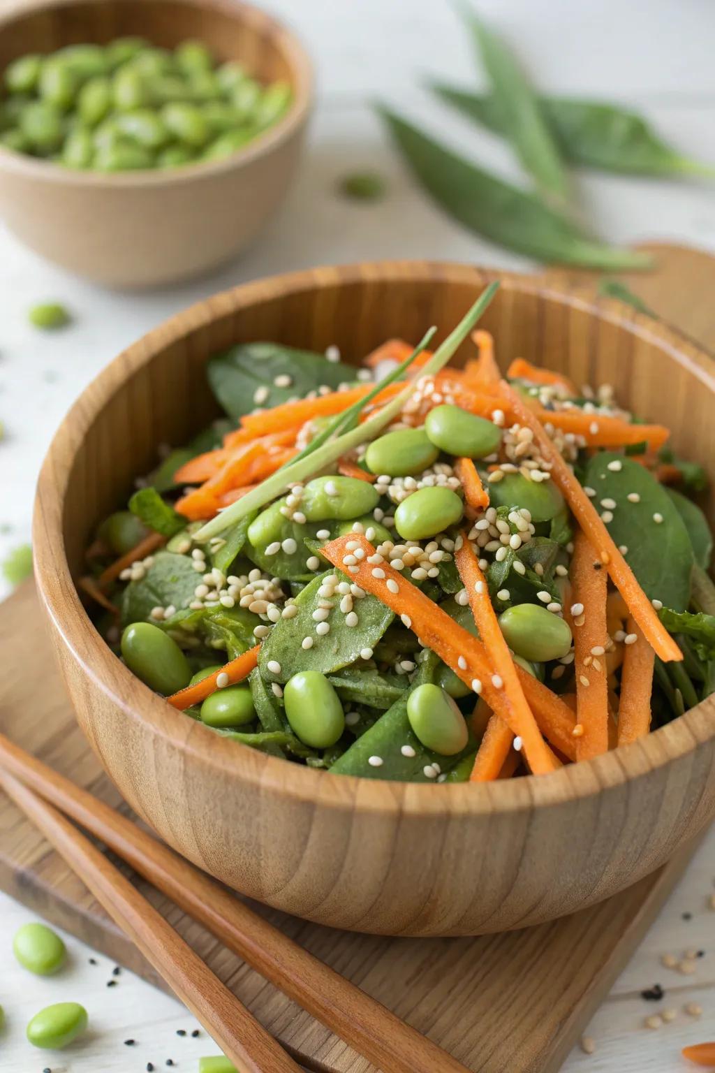 Nutty edamame adds protein and a pop of green to salads.