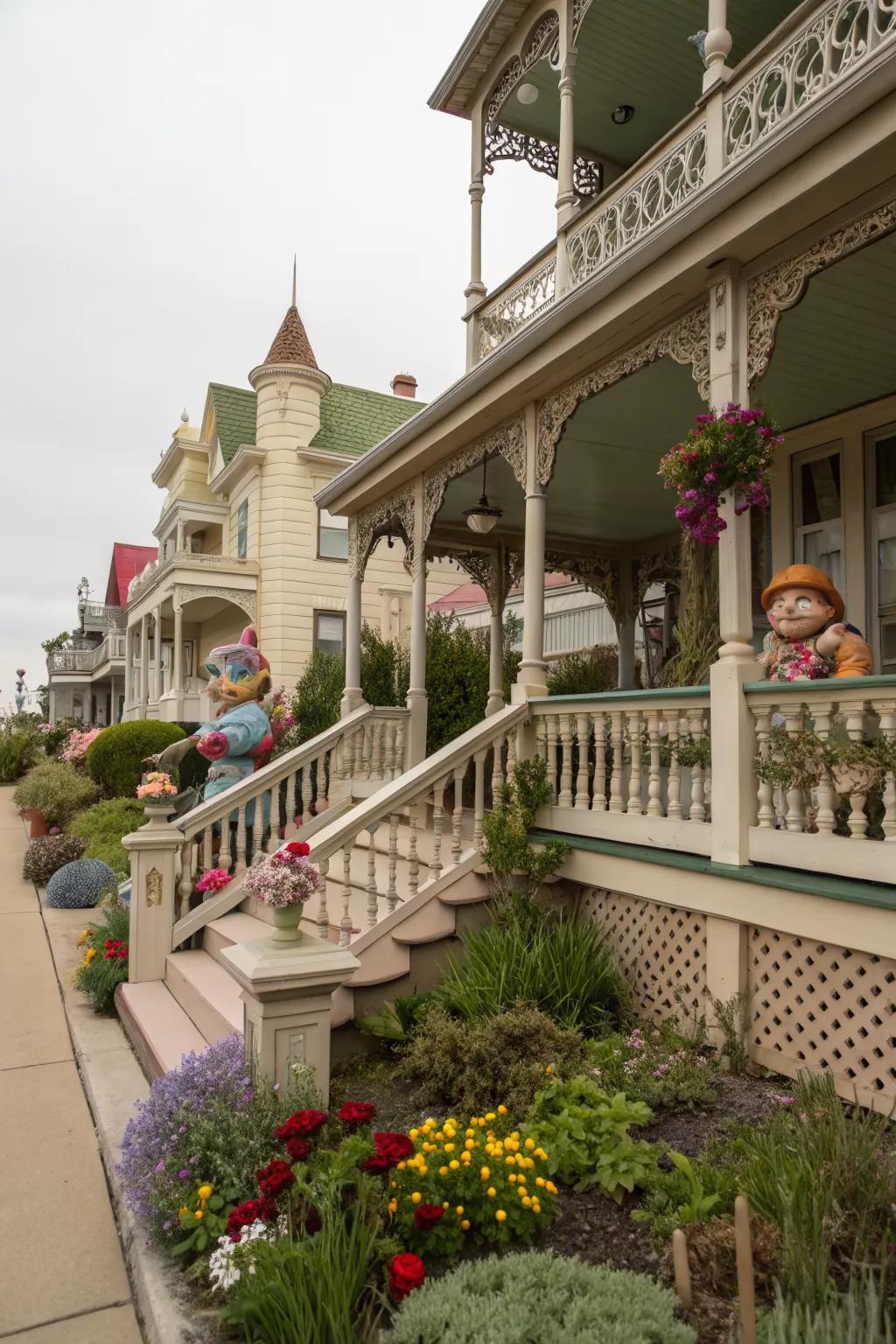 Whimsy adds personality to the porch.