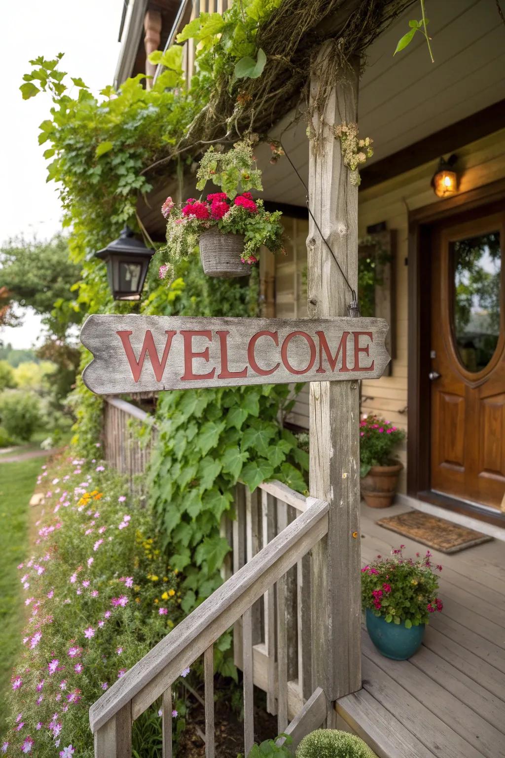 Rustic signs add a personal touch to your porch.