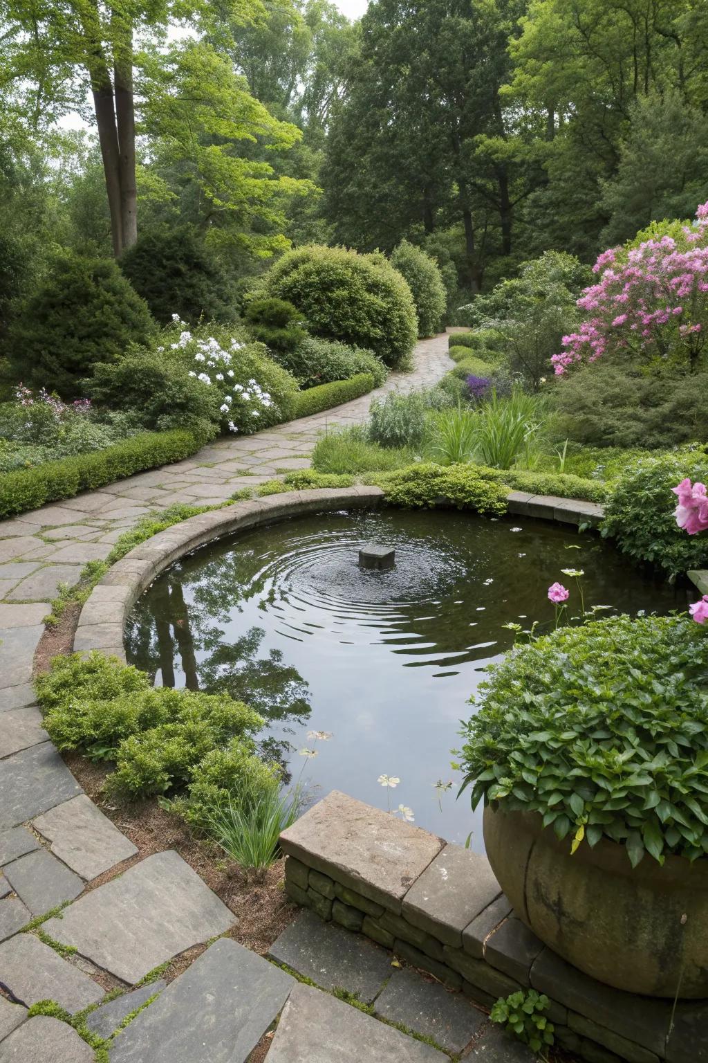 Water features add a tranquil touch to any garden.