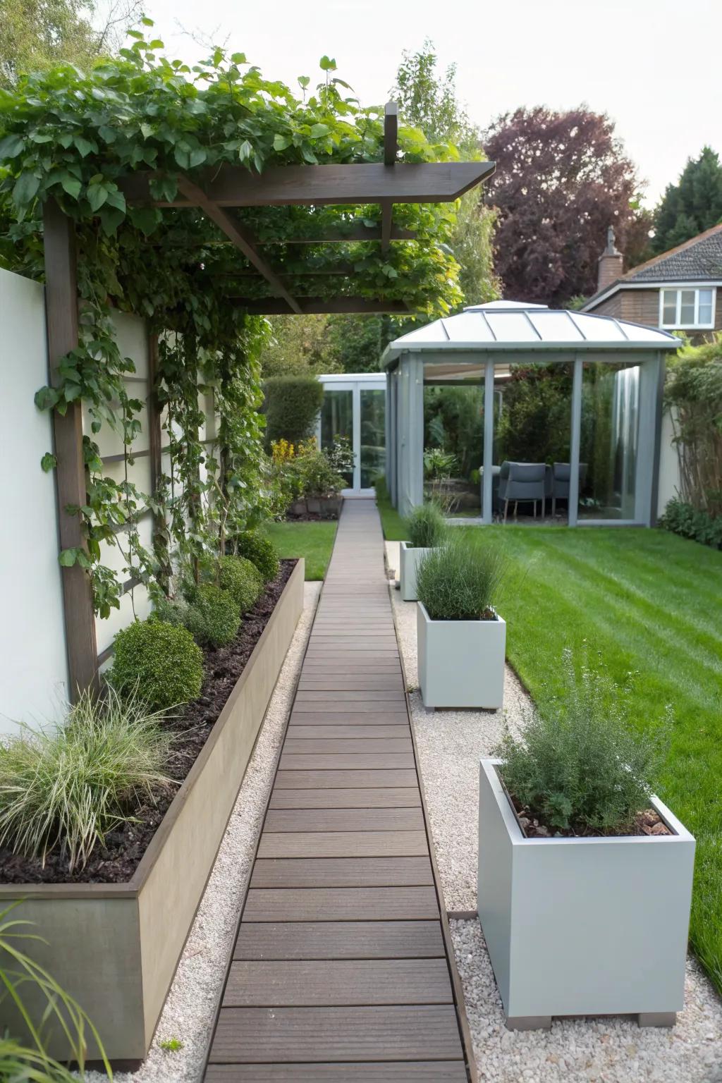 A durable composite wood path that combines style with practicality.