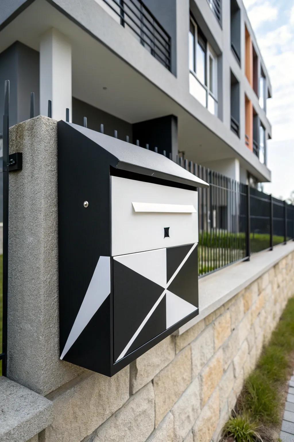 A bold geometric mailbox that commands attention.