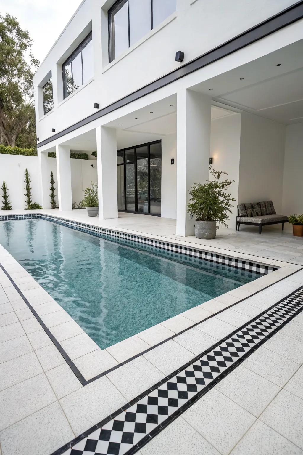 Monochrome tiles offer a sleek, minimalist aesthetic.