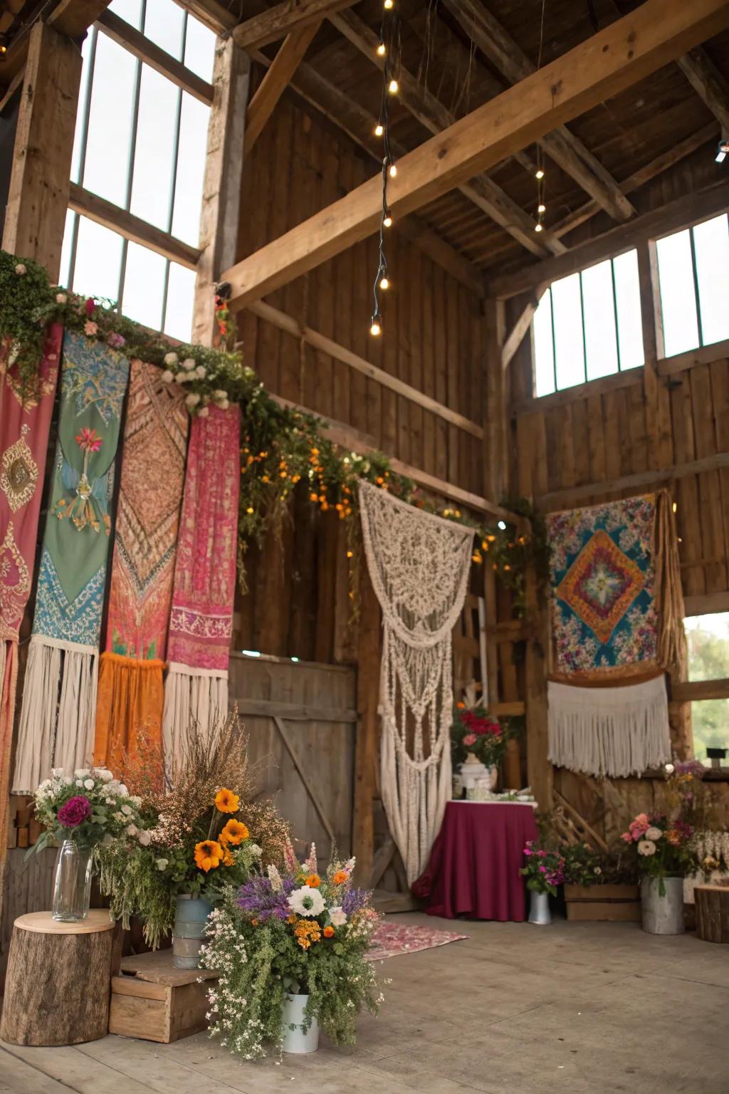 Boho chic decor for a relaxed vibe.