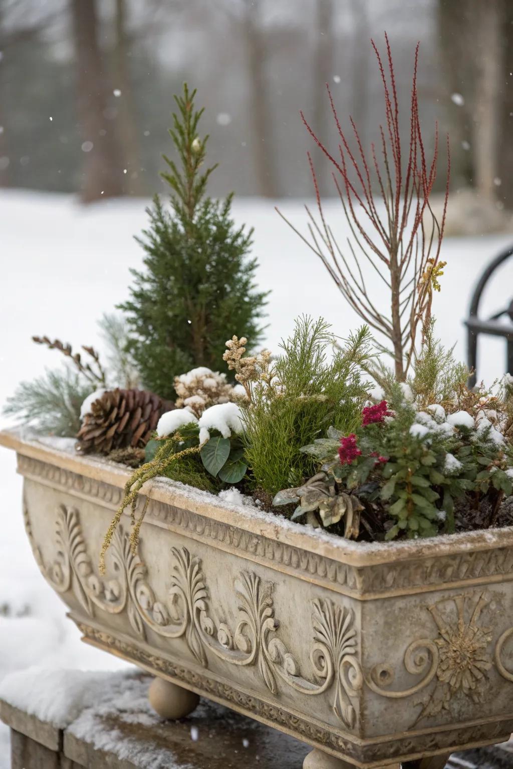 Vintage containers add a charming, old-world touch.