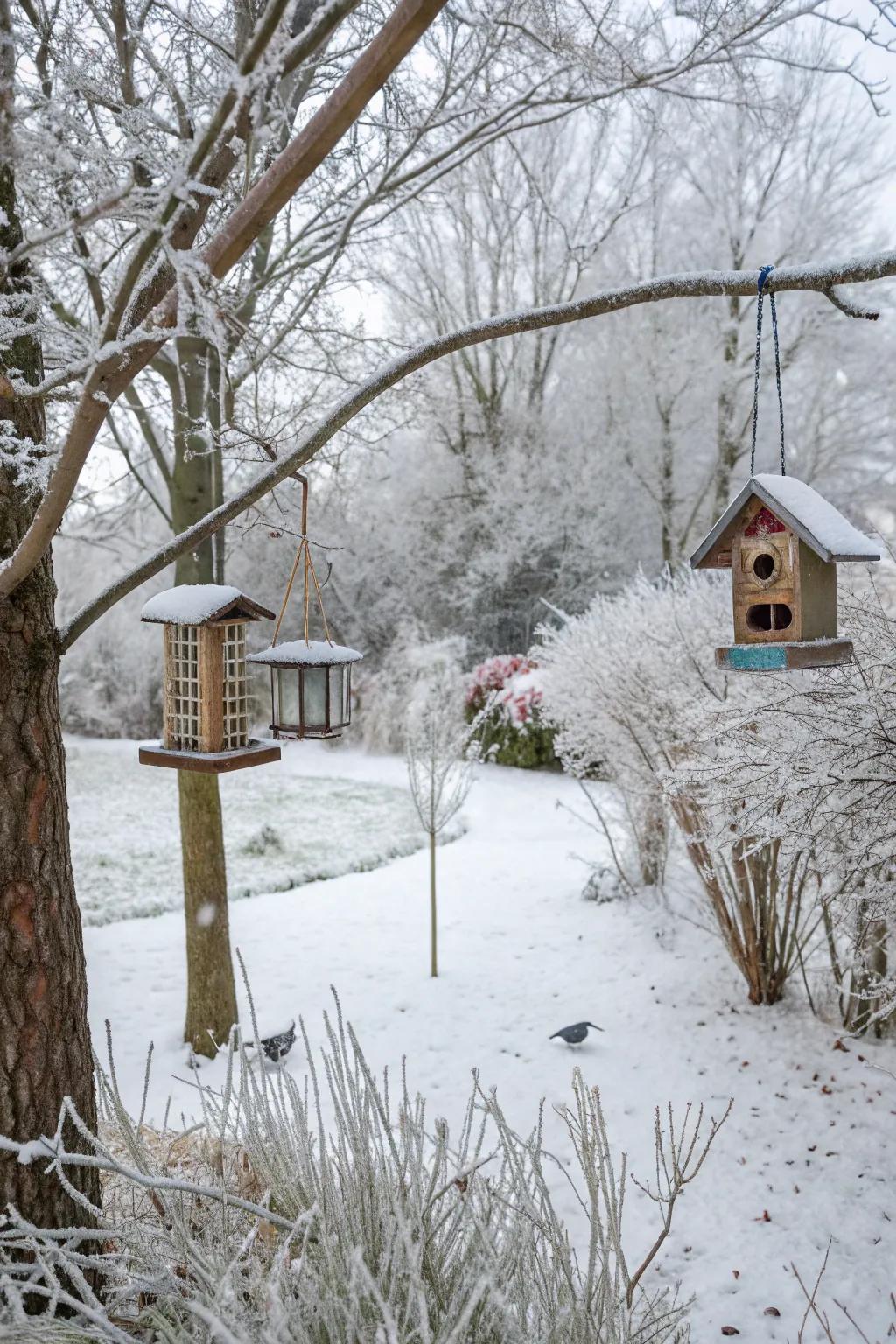 A wildlife haven brings joy and life to the winter garden.