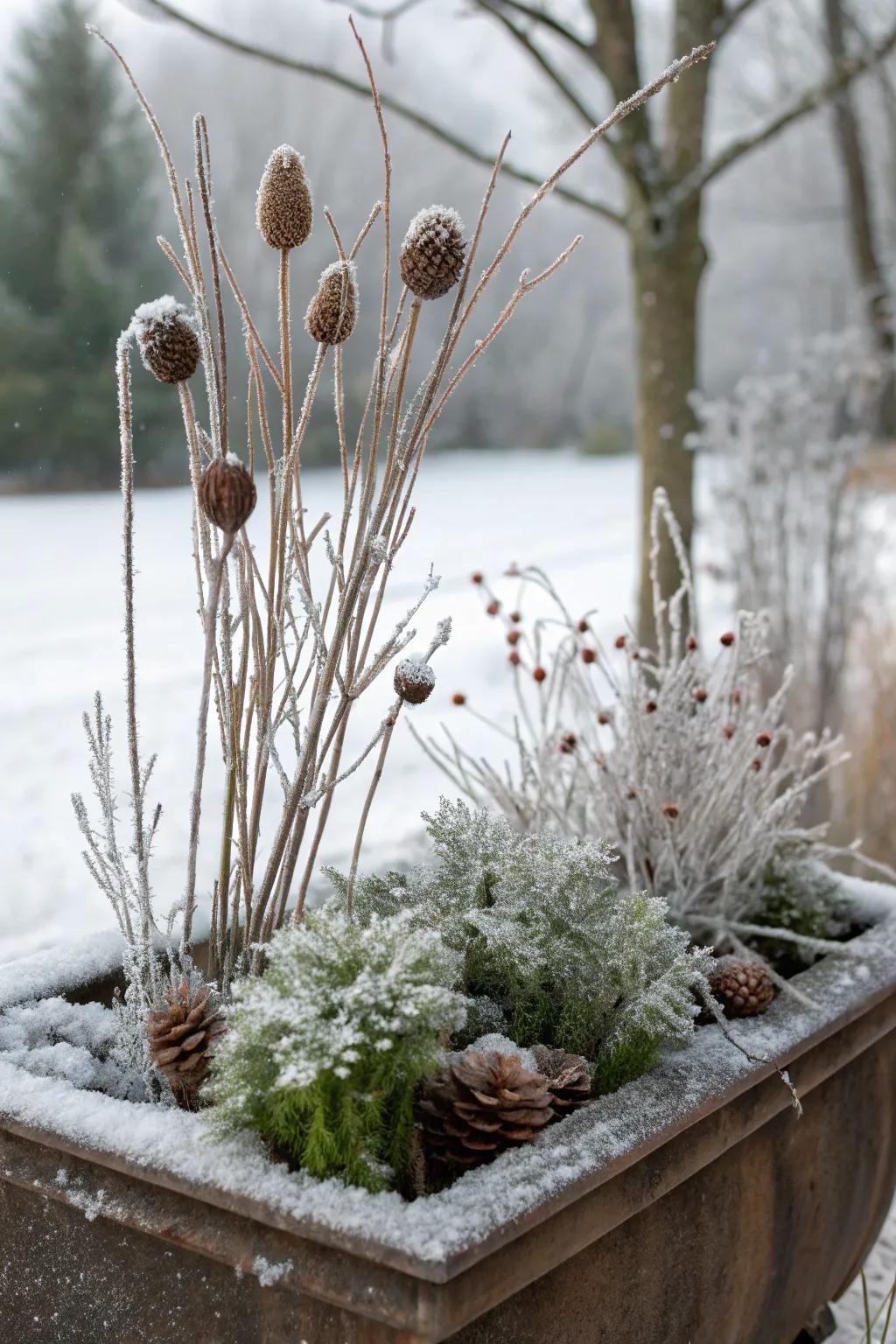 Nature finds add personal charm to your planter.
