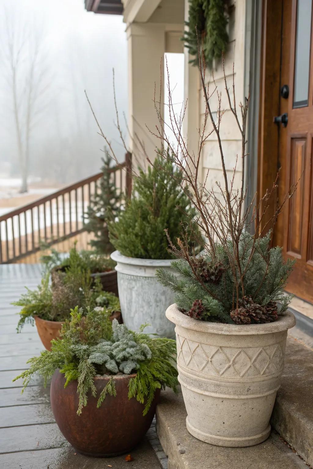 Mixing pot sizes creates a dynamic and interesting display.