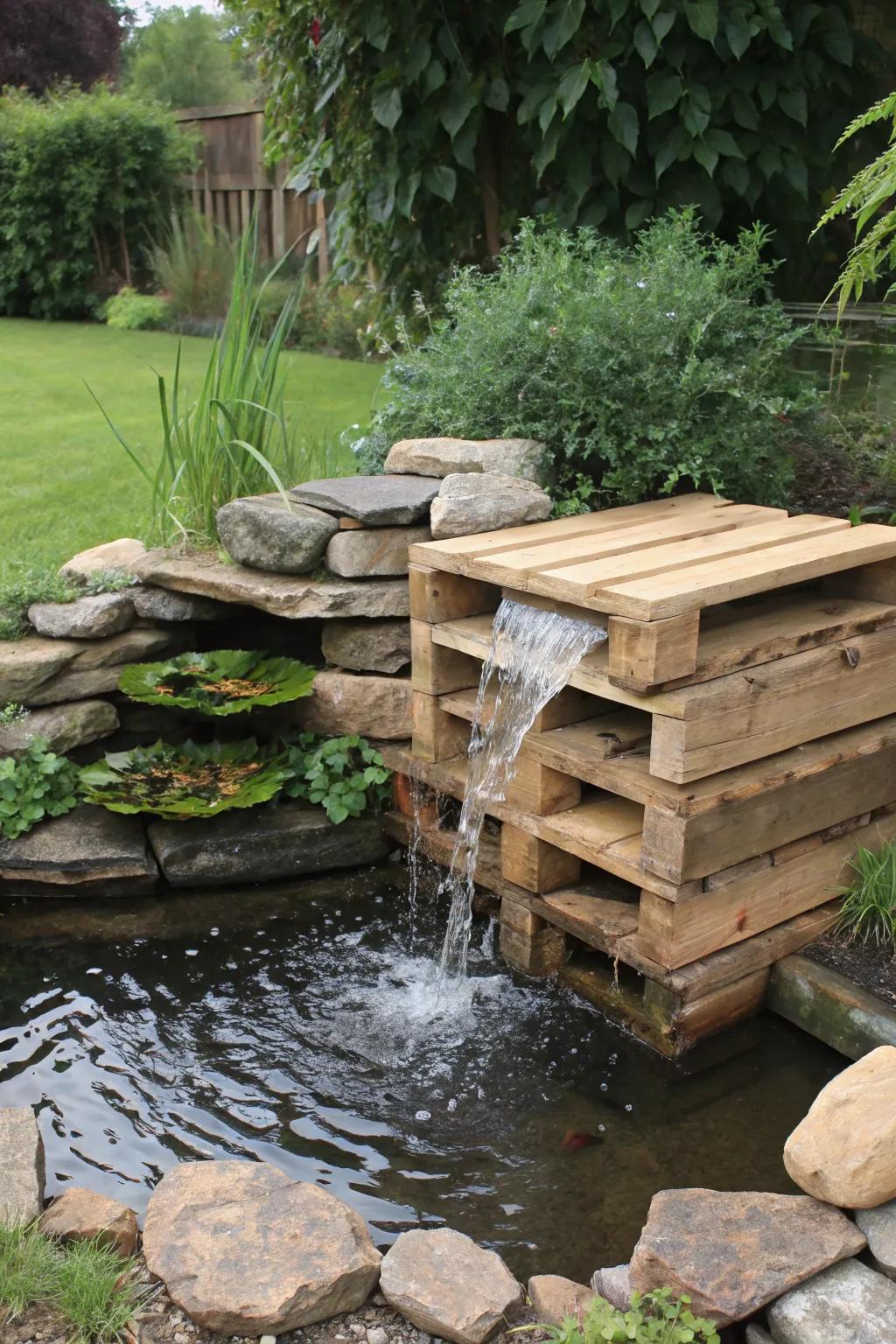Bring tranquility to your garden with a pallet water feature.