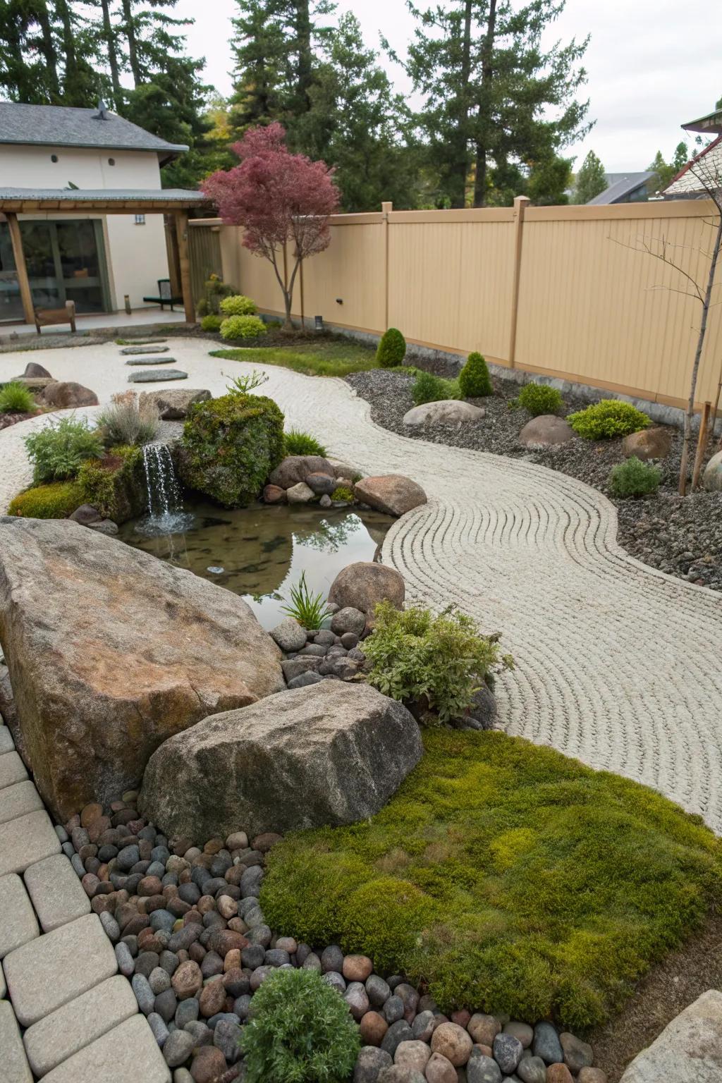 Layered textures create depth and interest.