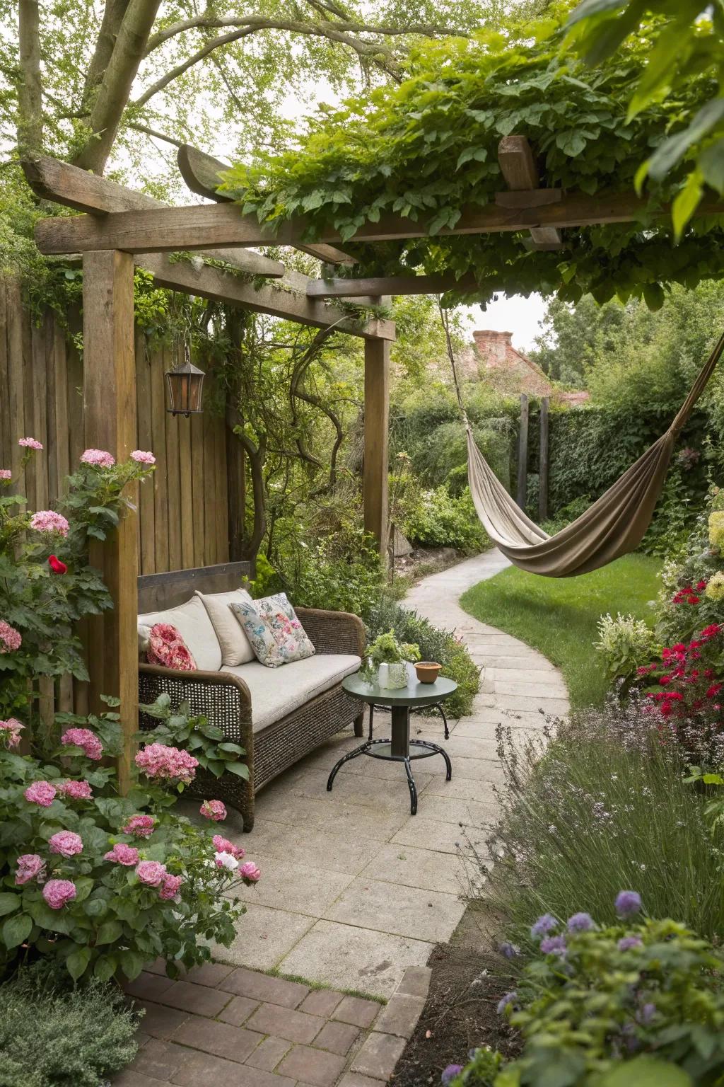 Cozy seating areas nestled in a zone 7 garden.