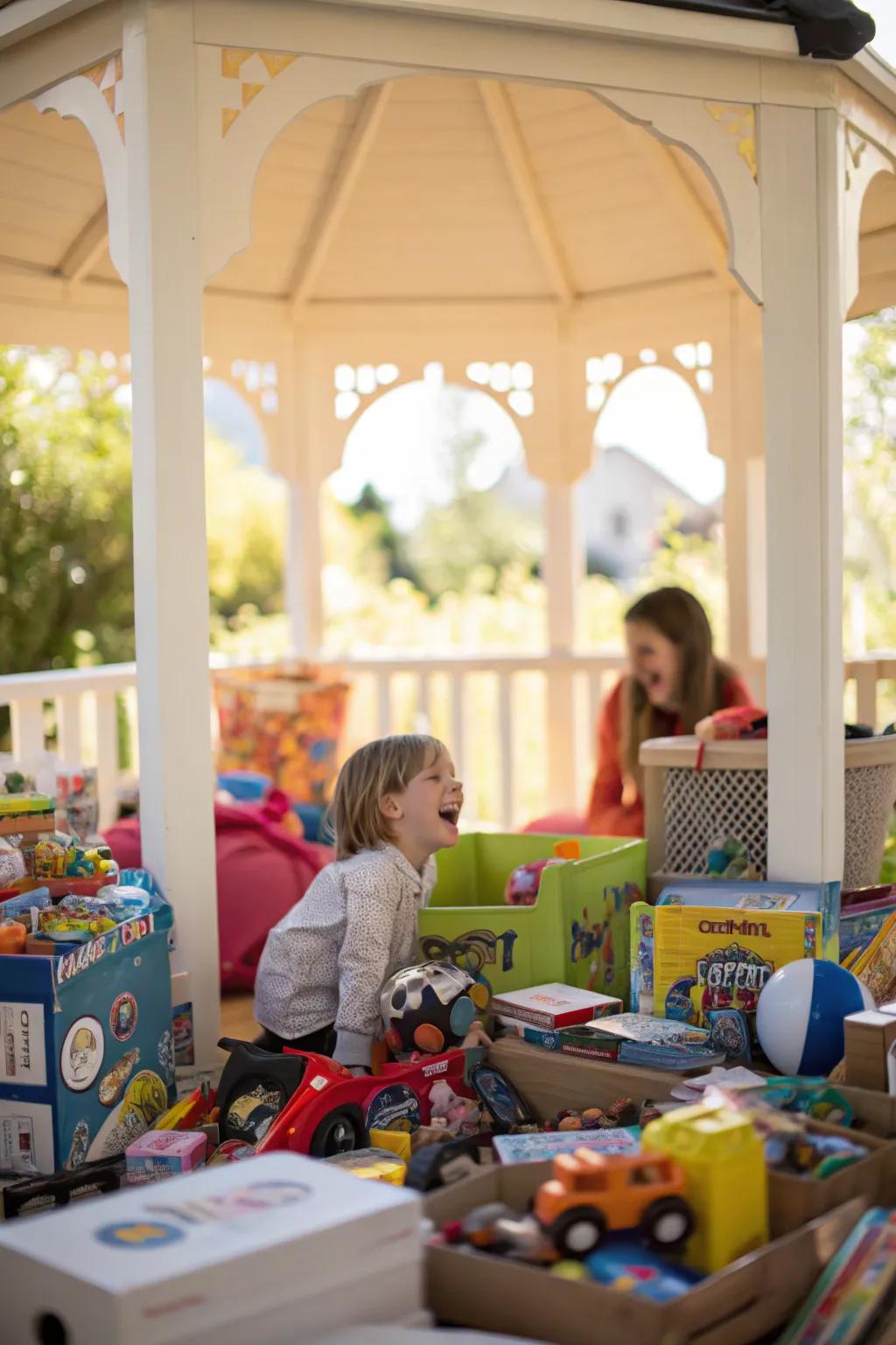 Create a fun and safe play zone for kids in a gazebo.