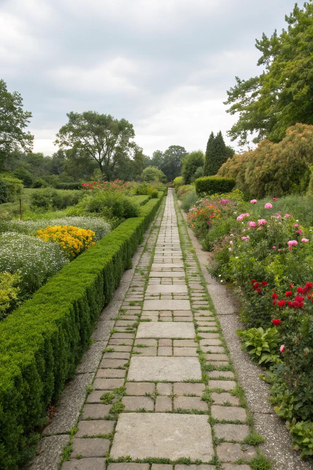 Guide guests through your garden with defined paver pathways.