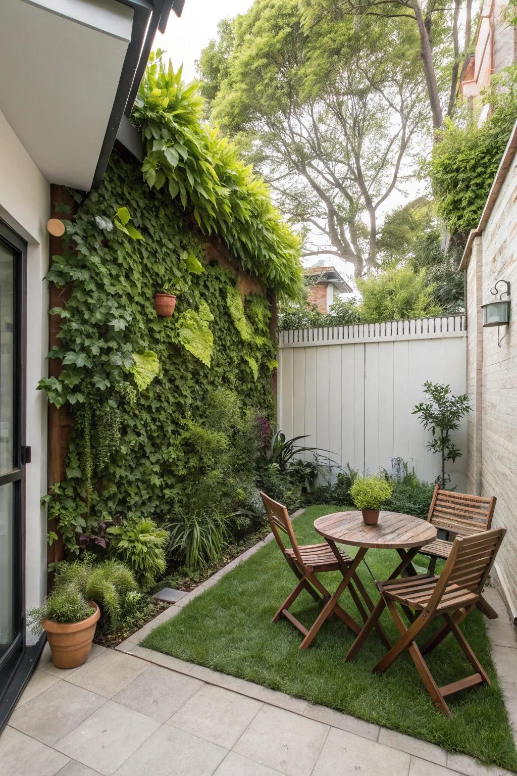 A green wall adds lushness without using floor space.