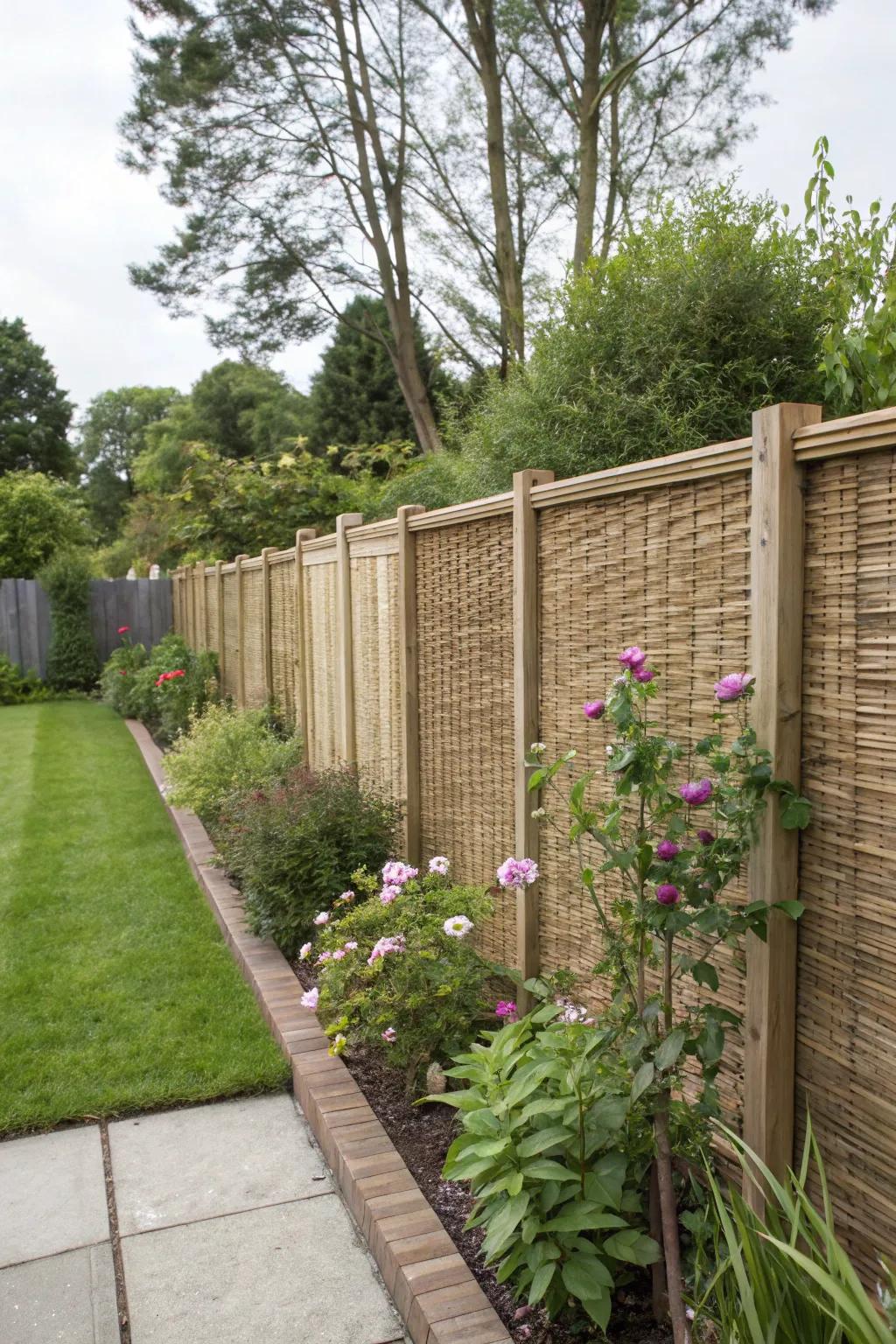 Wicker panels provide privacy with a touch of rustic charm.