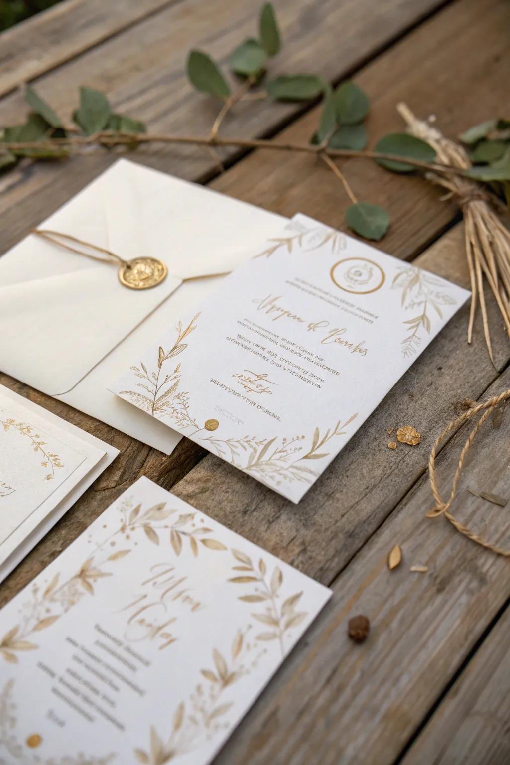 Create anticipation with beautiful white-themed invitations.