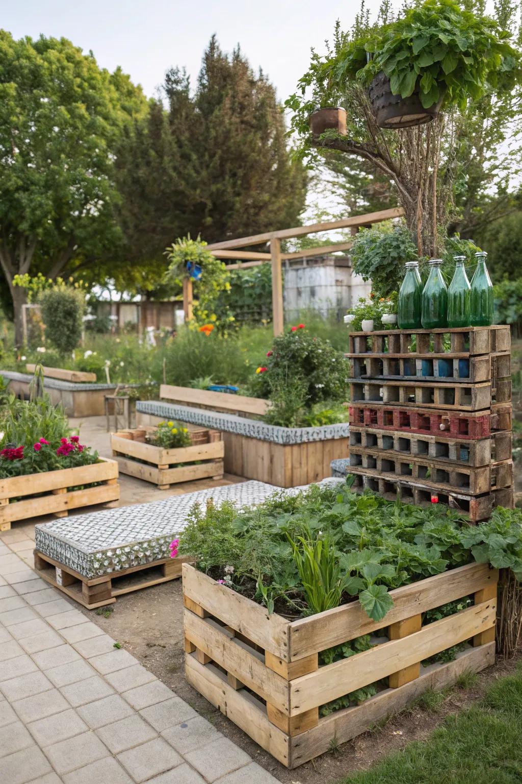 Eco-friendly creativity with recycled materials.