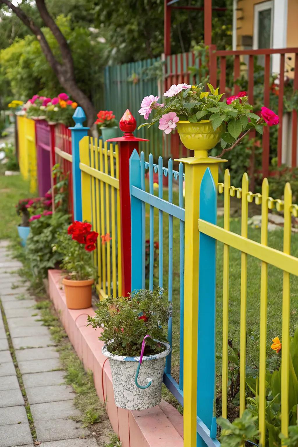 Personalized touch: colorful powder-coated aluminum fence.
