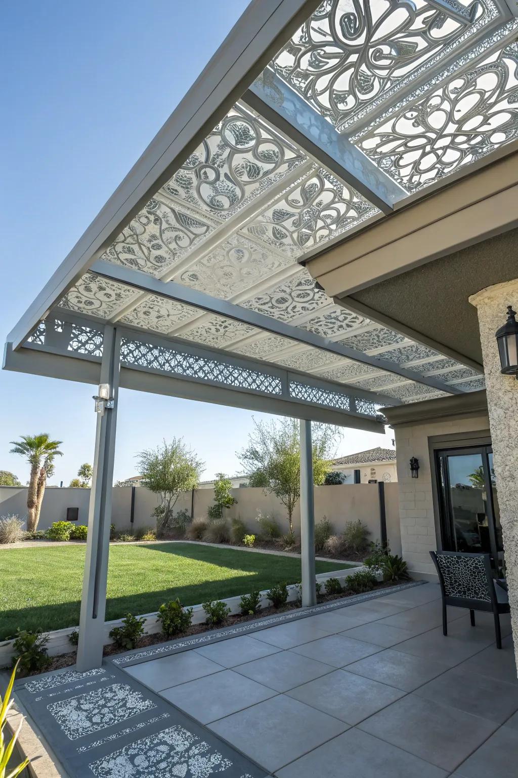 Infuse your space with artistic flair using an aluminum patio cover.