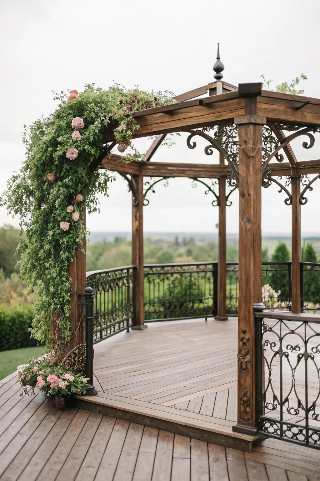 Add vintage charm with ornate ironwork.