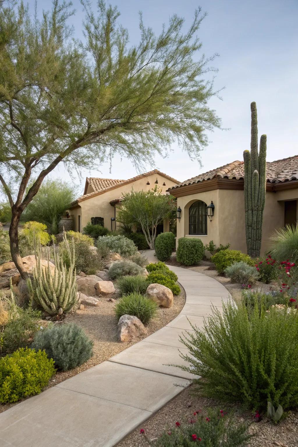 Strategic planting offers privacy and style.