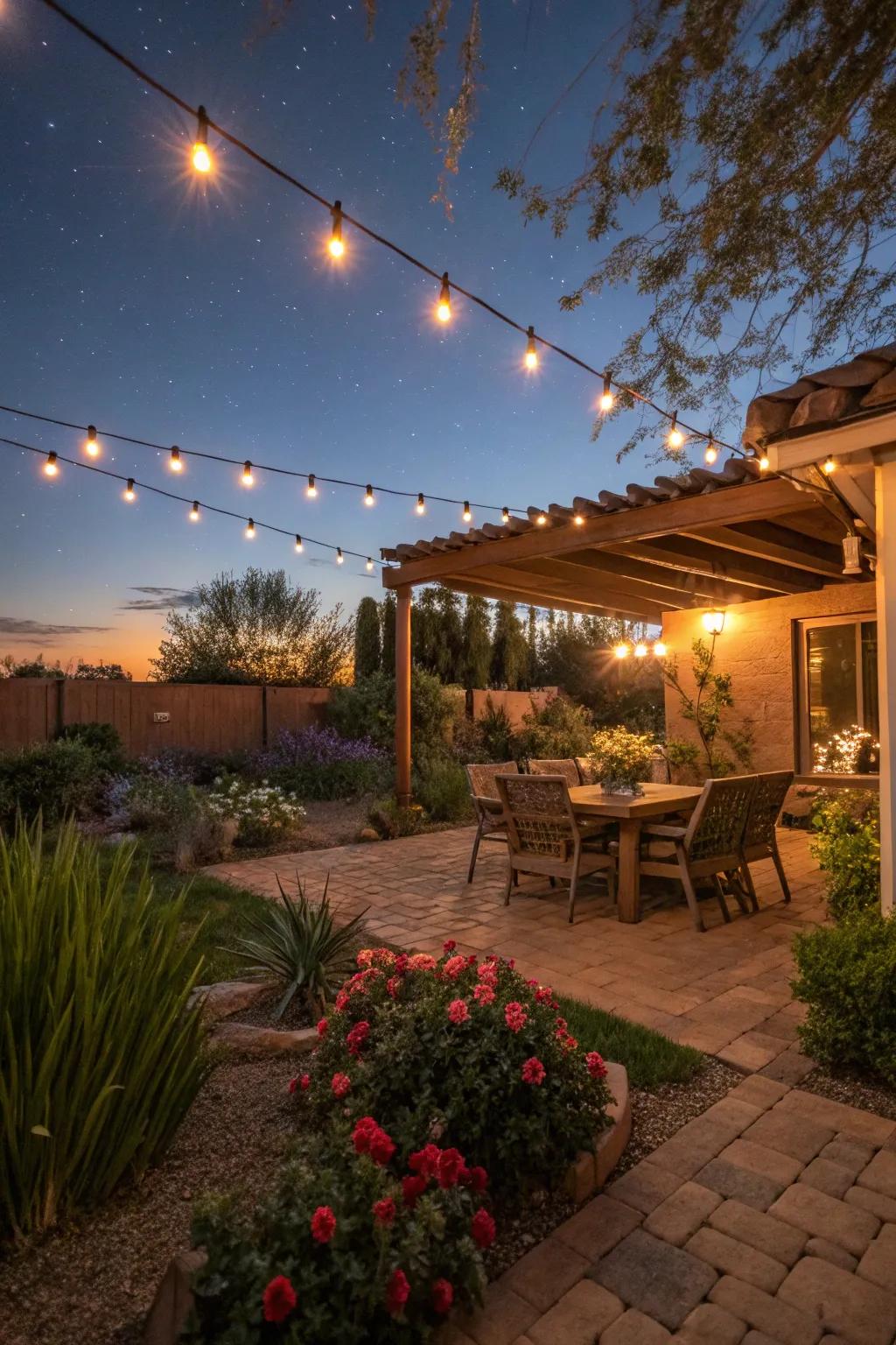 Add a magical glow with charming string lights.