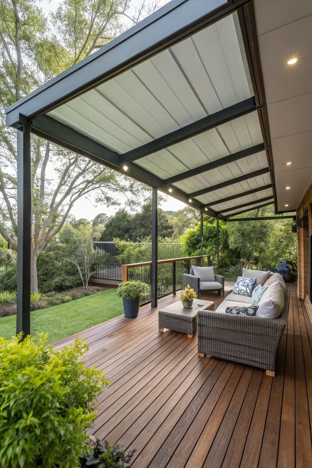 Insulated panels keep your deck comfortable year-round.