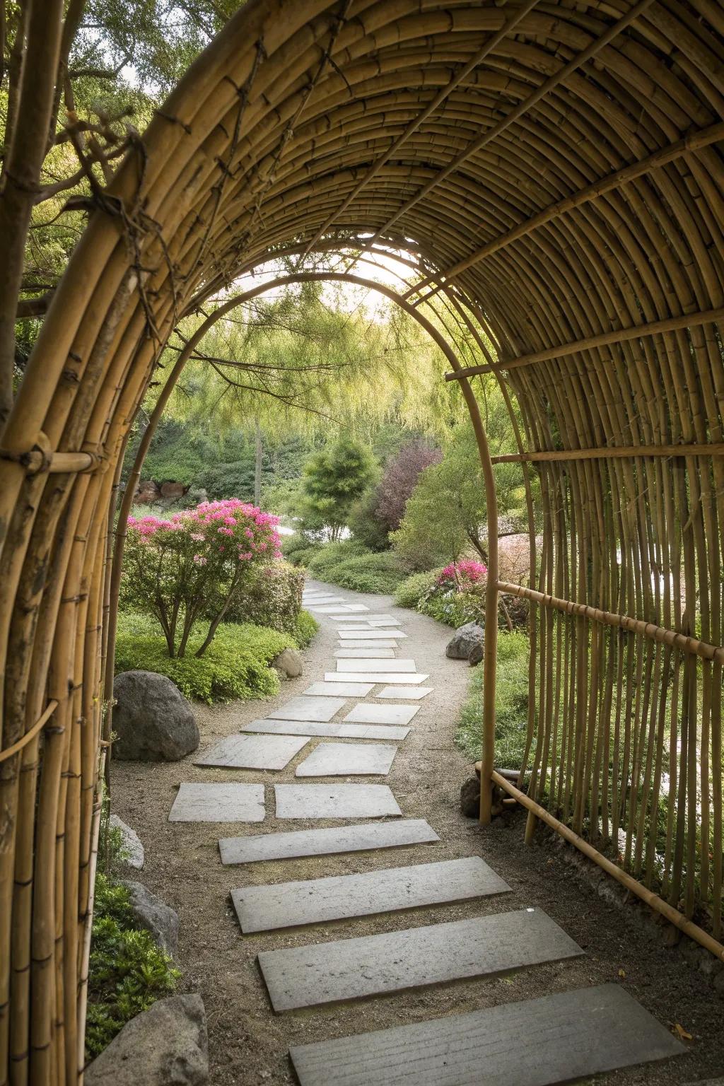 A bamboo archway makes a stunning entrance.