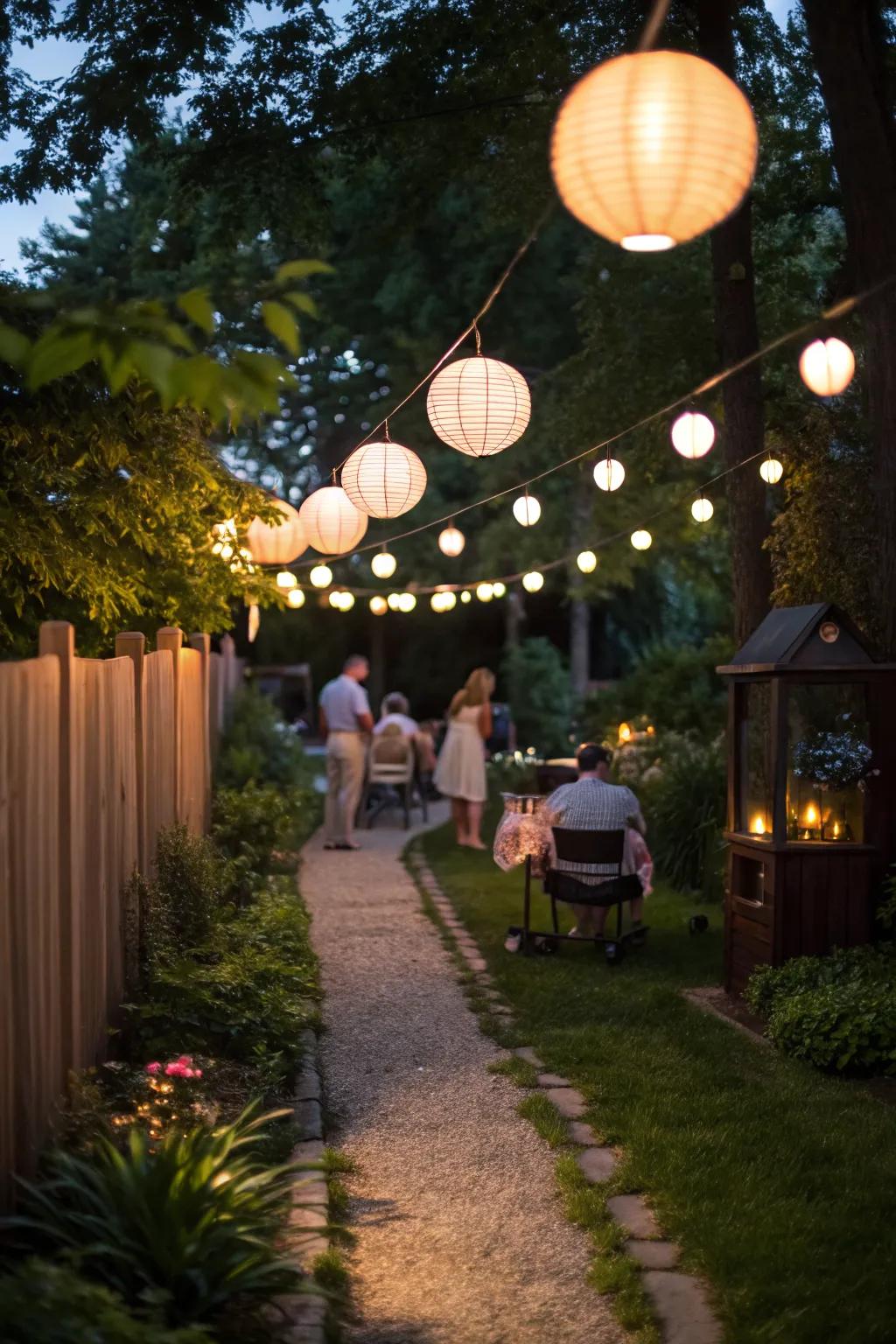 Lanterns light the way with elegance.