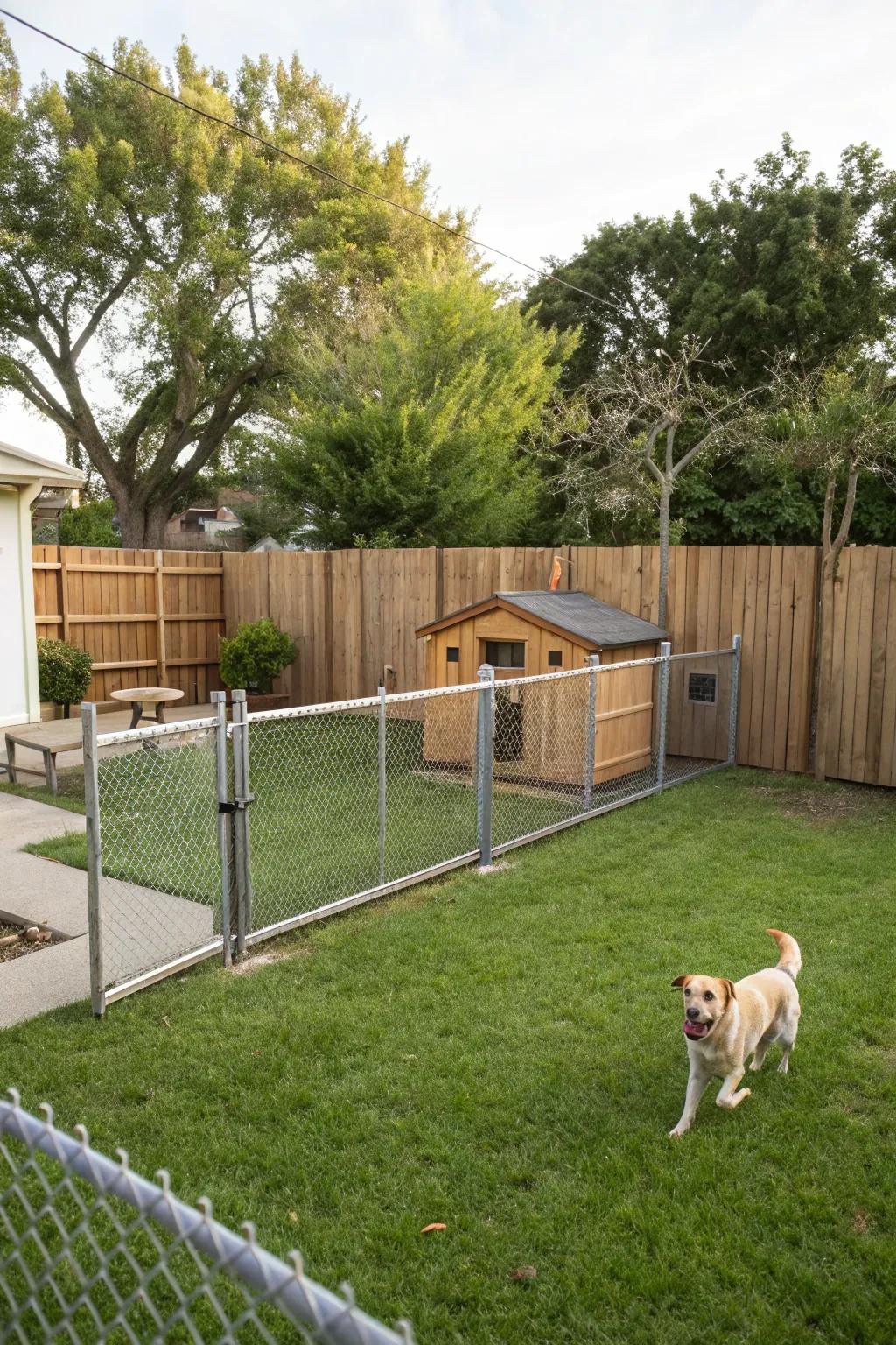 A dedicated dog zone ensures safe and happy playtime.