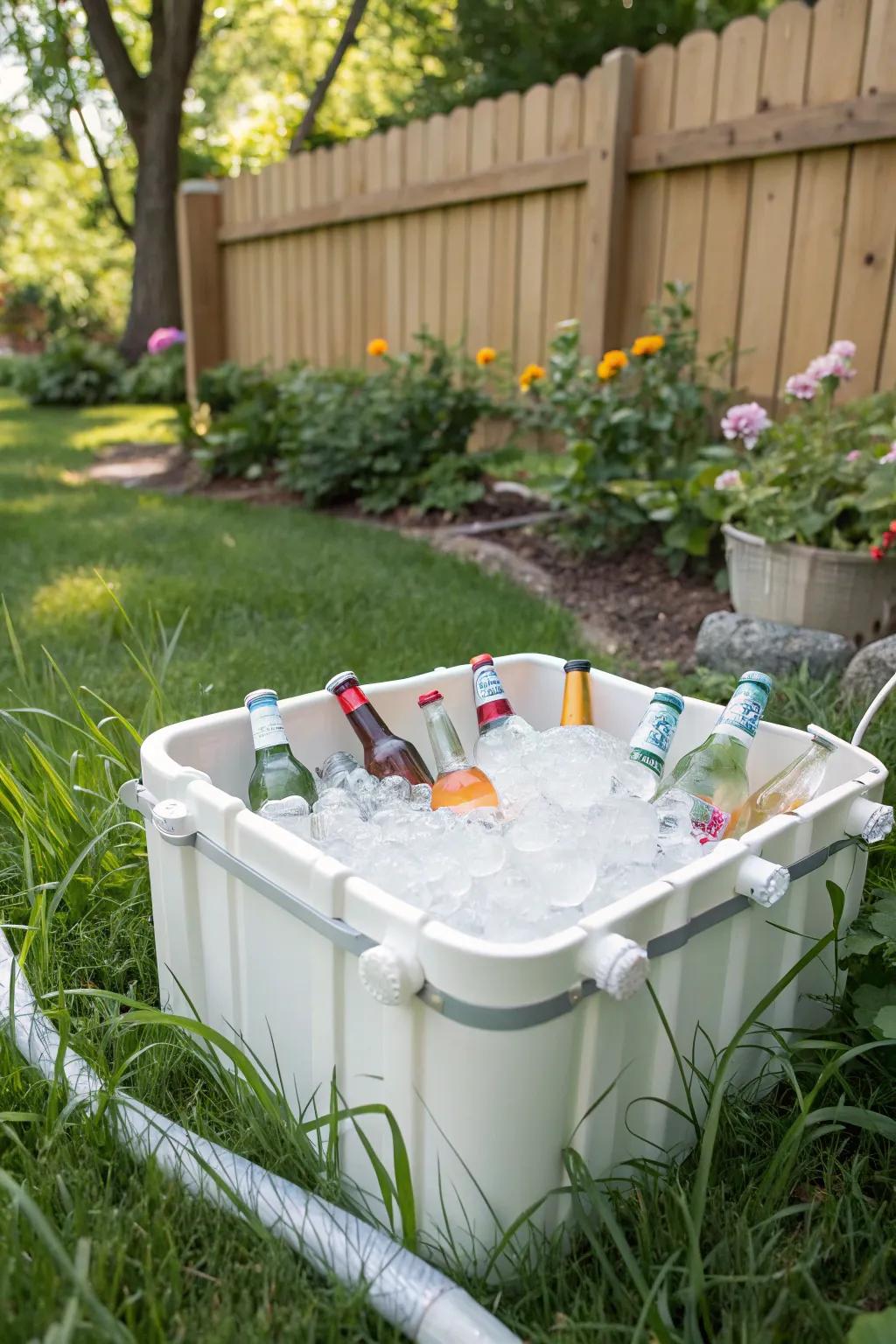 DIY PVC pipe cooler for a practical and customizable drink station.