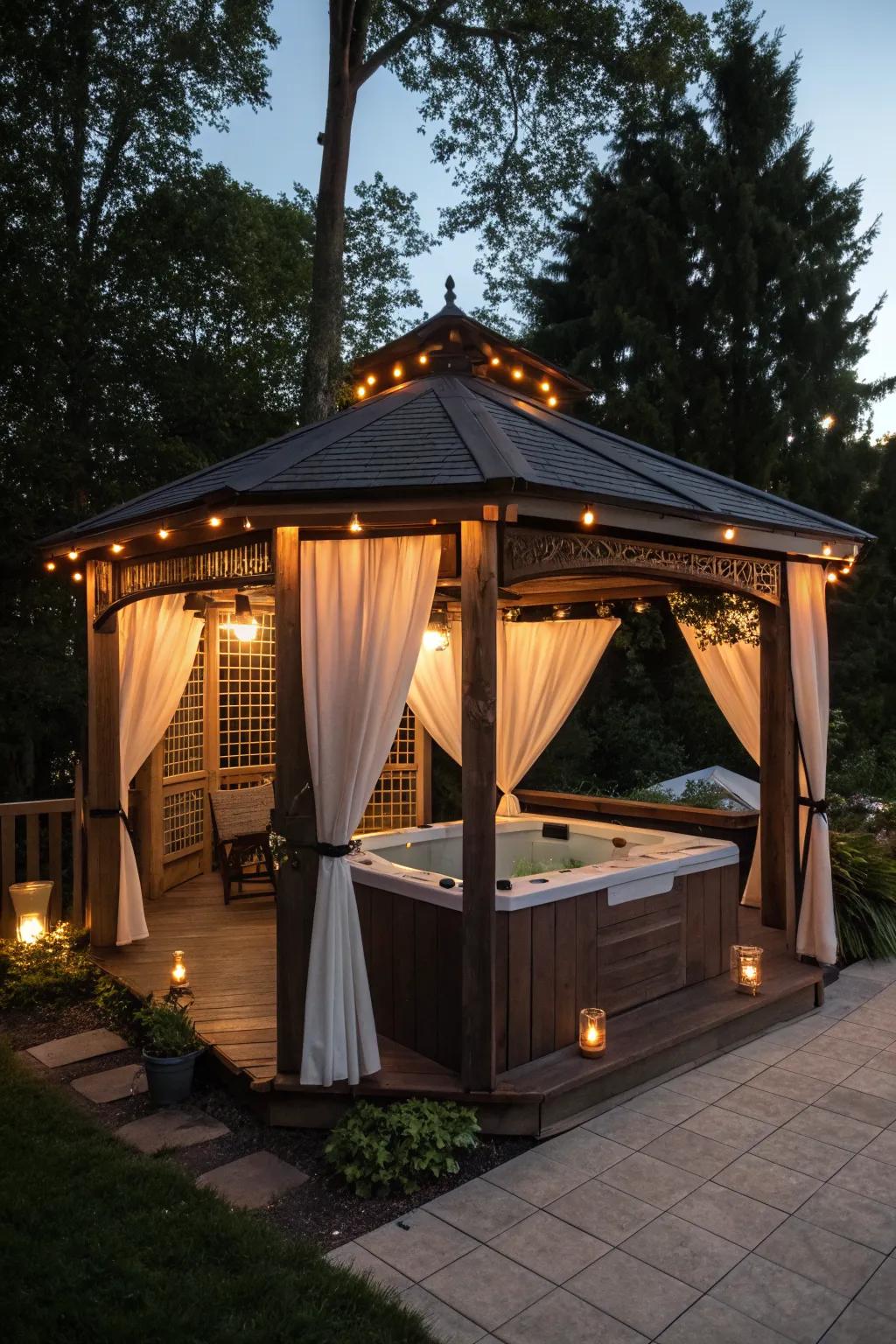 Relax in your private hot tub haven.