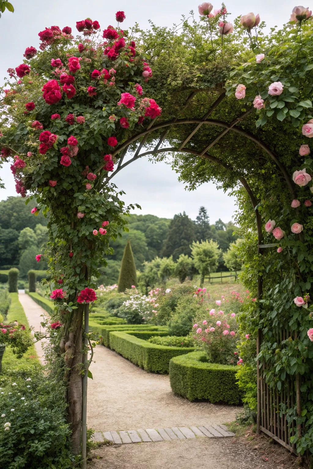 A floral archway makes for a romantic entrance or focal point.