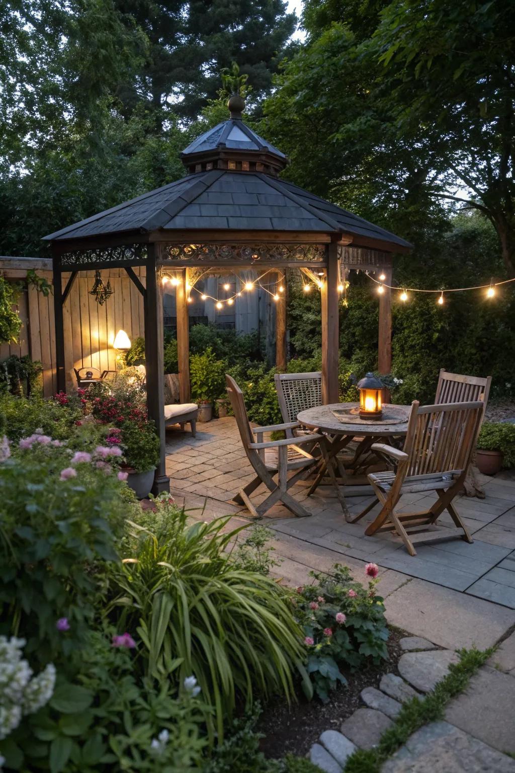 Eco-friendly features enhance the sustainability of this gazebo.