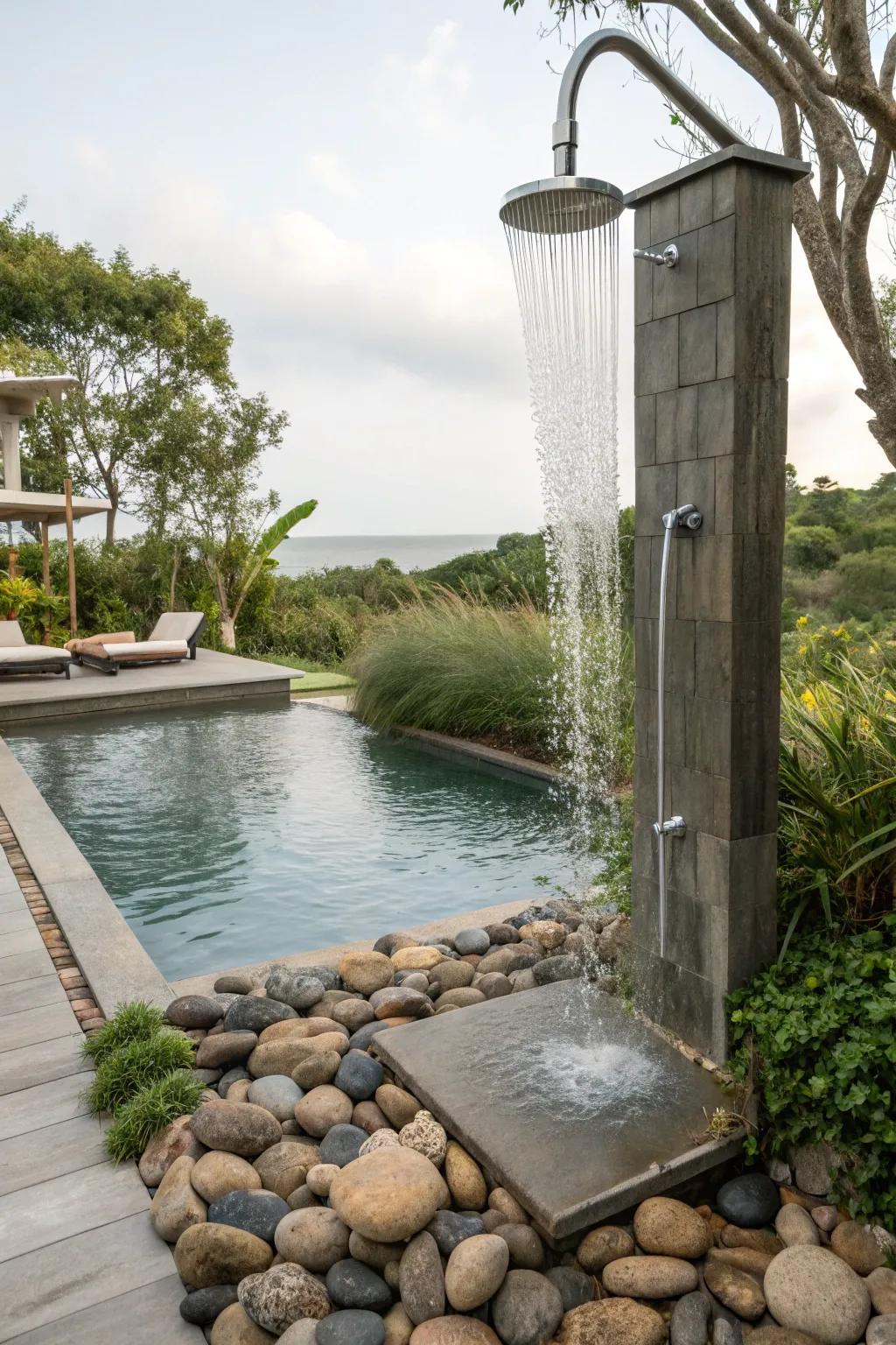 A convenient and refreshing way to clean up after pool time.
