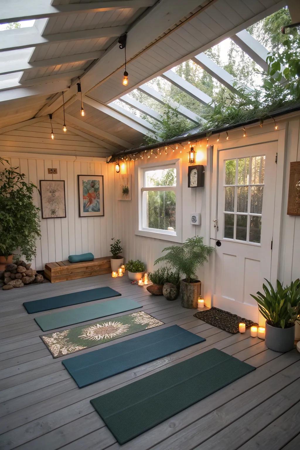 Achieve balance in a backyard yoga sanctuary.