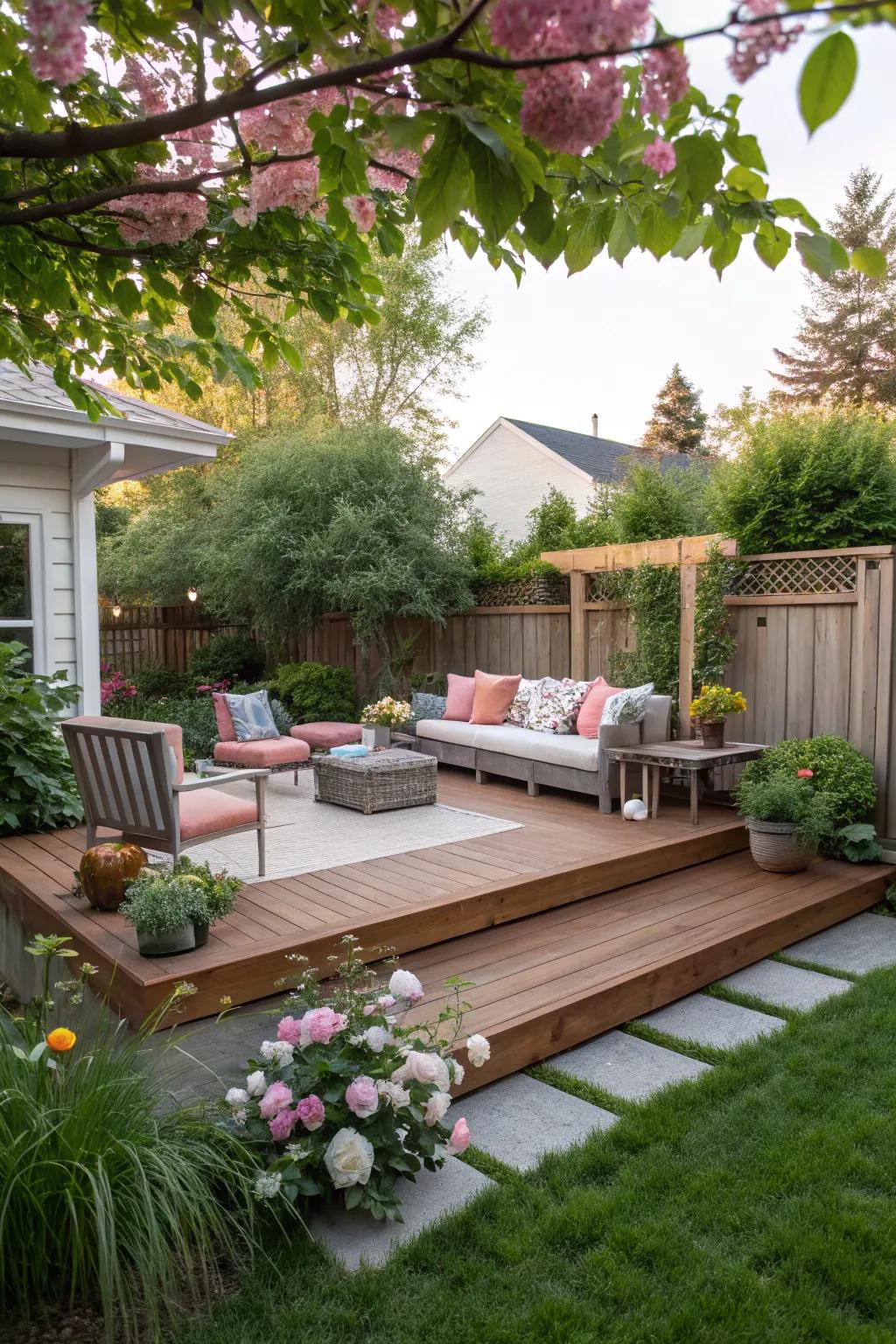 A floating deck elevates your garden experience.