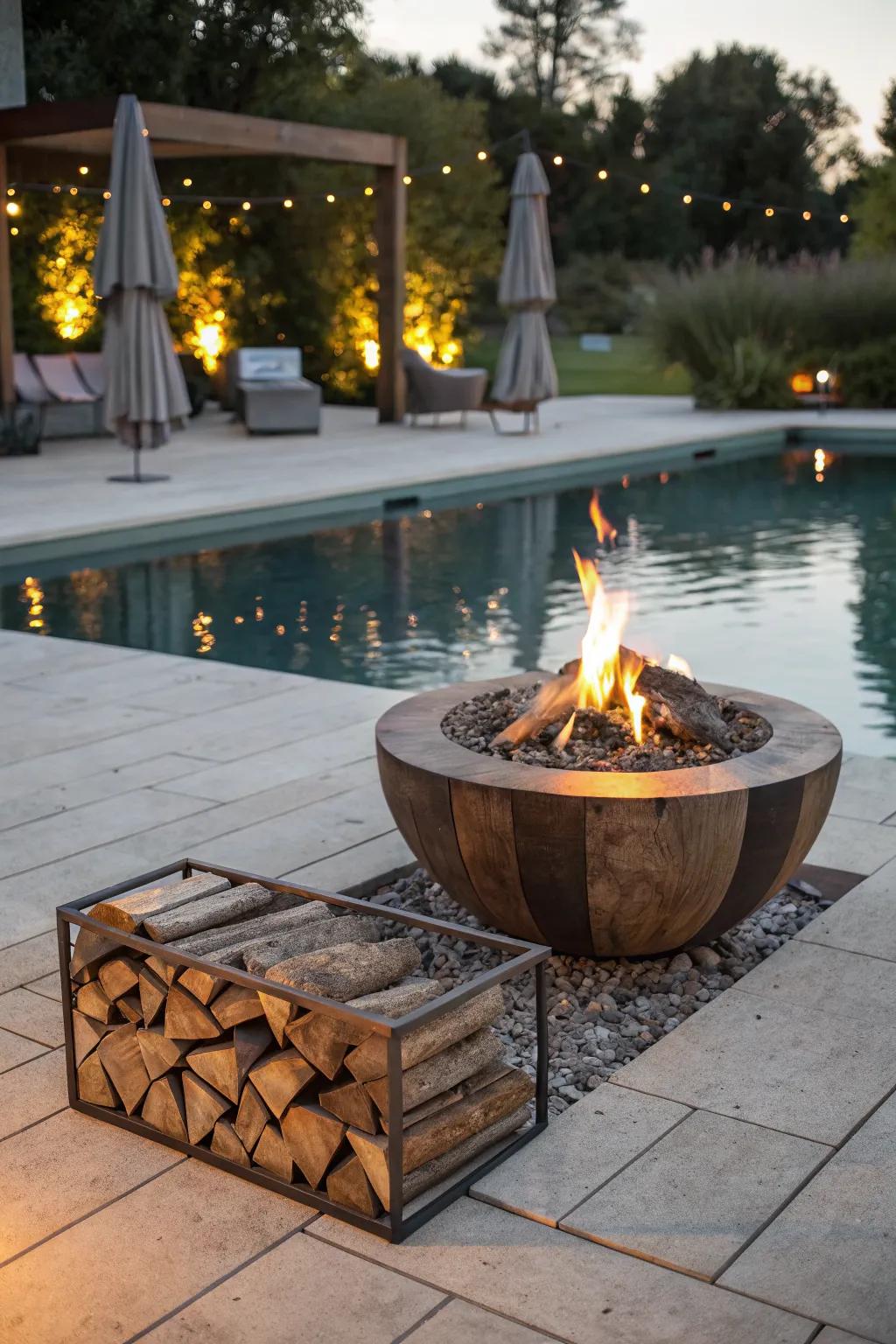 Rustic and modern elements combine for a standout fire pit design.