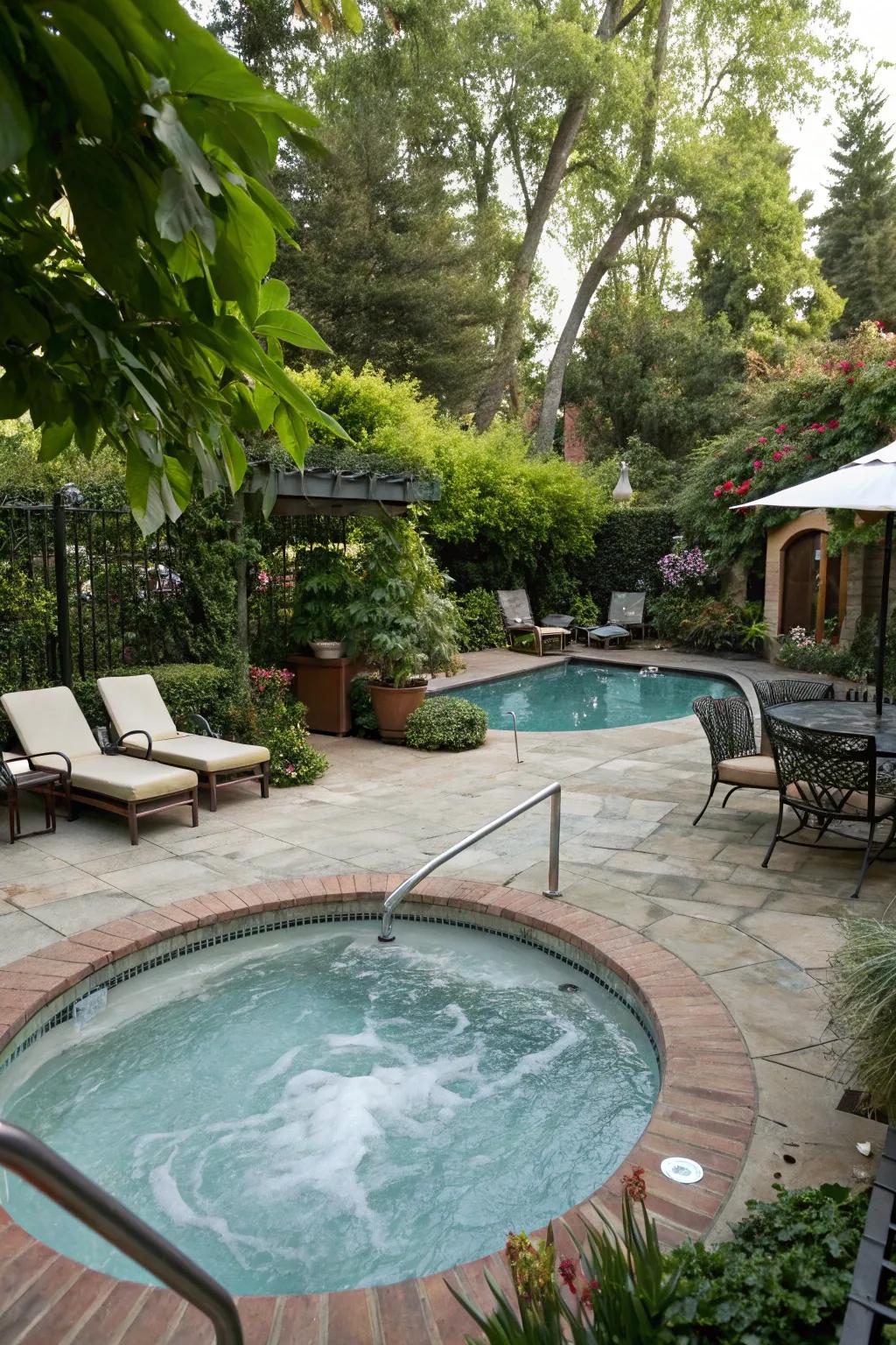 Relax and rejuvenate with an integrated hot tub.