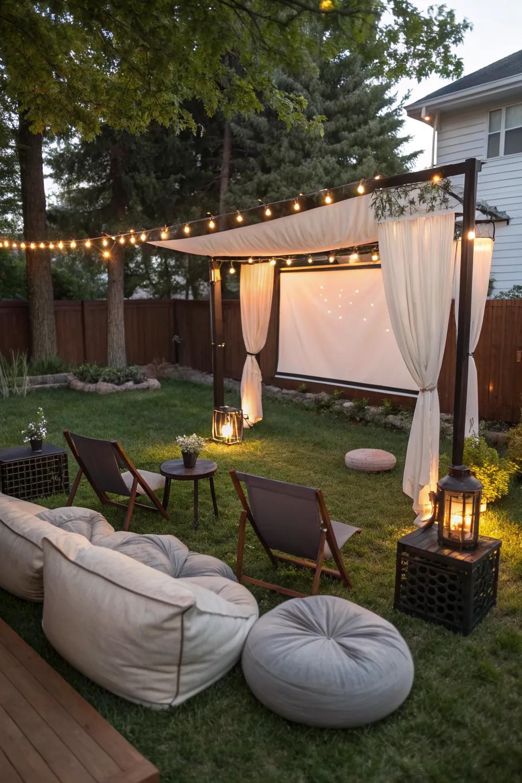 Enjoy movies under the stars with an outdoor screen.