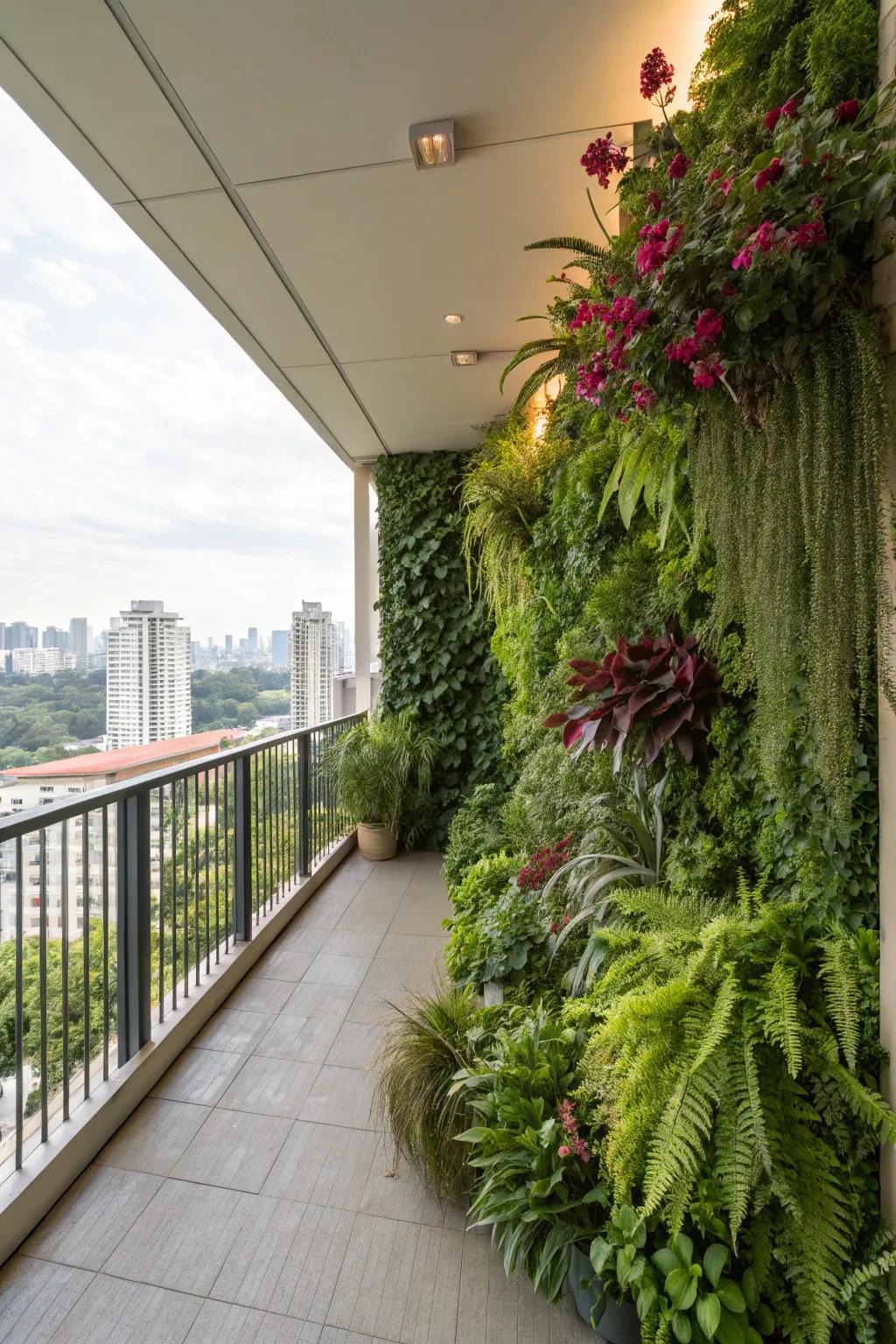 Maximize greenery with a vertical garden.